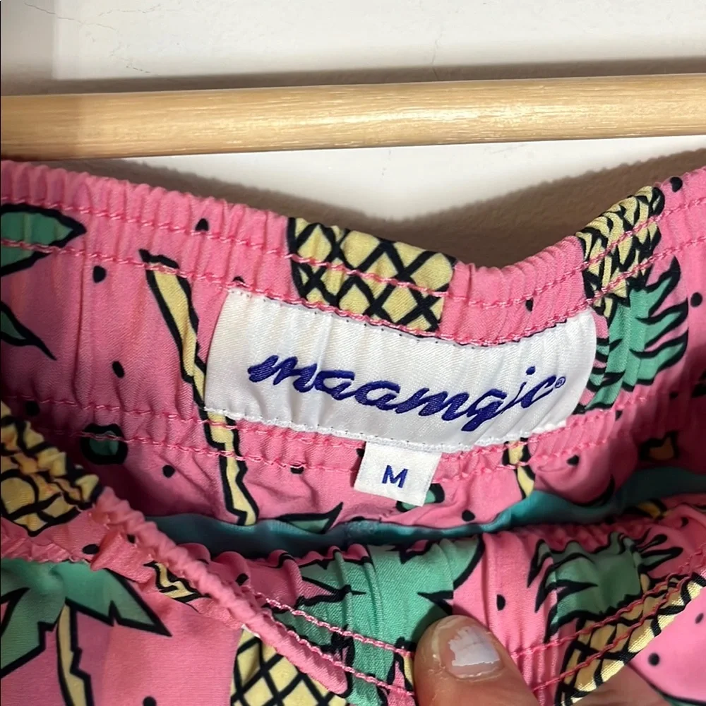 Maamgic Pink Pineapple Print Swim Trunk Shorts - Size M